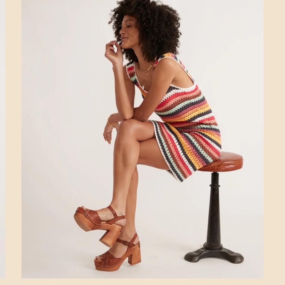 Marine Layer Fiona Crochet Dress in Multi Stripe - Picture 2 of 4